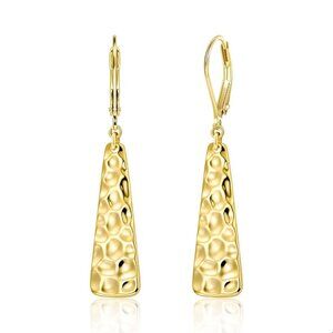14K Gold Plated French Hypoallergenic Lightweight Hammer Leverback Earrings